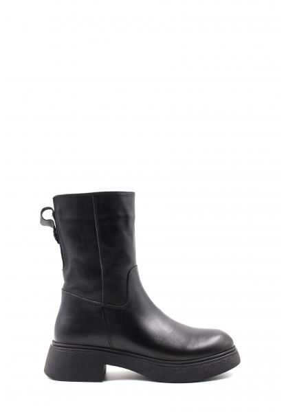 MirgeShoes Siyah Fermuarlı Kadın Klasik Bot İçi Kürklü Dışı Hakiki Deri MRG01254112612632