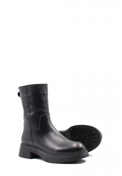 MirgeShoes Siyah Fermuarlı Kadın Klasik Bot İçi Kürklü Dışı Hakiki Deri MRG01254112612632