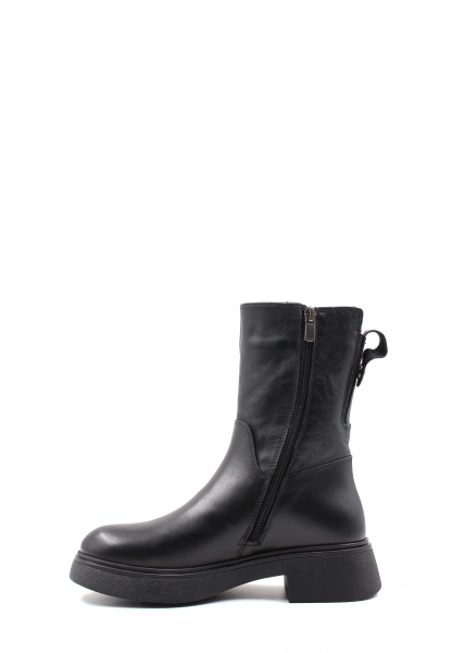 MirgeShoes Siyah Fermuarlı Kadın Klasik Bot İçi Kürklü Dışı Hakiki Deri MRG01254112612632