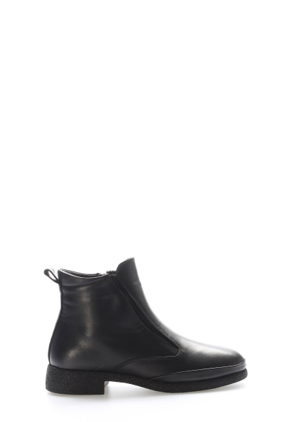 MirgeShoes Siyah Fermuarlı Kadın Klasik Bot İçi Kürklü Dışı Hakiki Deri MRG0134711261668471