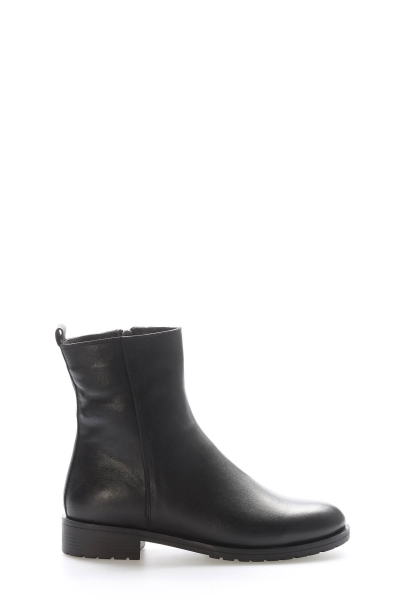 MirgeShoes Siyah Fermuarlı Kadın Klasik Bot İçi Kürklü Dışı Hakiki Deri MRG0138711261847