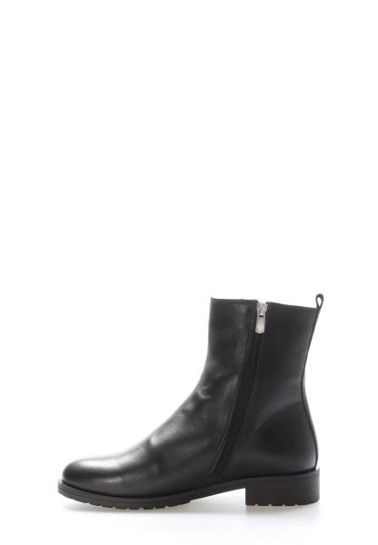 MirgeShoes Siyah Fermuarlı Kadın Klasik Bot İçi Kürklü Dışı Hakiki Deri MRG0138711261847