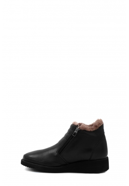 MirgeShoes Siyah Fermuarlı Kadın Klasik Bot İçi Kürklü Dışı Hakiki Deri MRG0154111261924