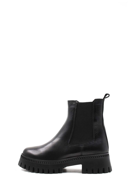 MirgeShoes Siyah Lastikli Kadın Klasik Chelsea Bot İçi Kürklü Dışı Hakiki Deri MRG01140112618690