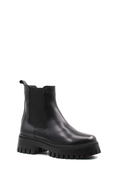 MirgeShoes Siyah Lastikli Kadın Klasik Chelsea Bot İçi Kürklü Dışı Hakiki Deri MRG01140112618690