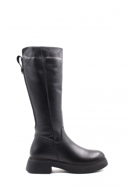 MirgeShoes Siyah Kadın Klasik Çizme İçi Kürklü Dışı Hakiki Deri MRG01254112612531