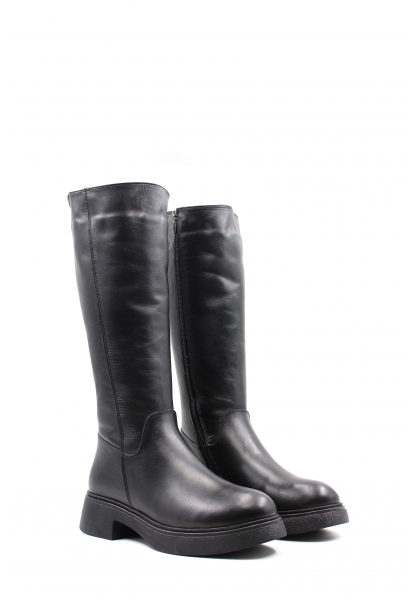 MirgeShoes Siyah Kadın Klasik Çizme İçi Kürklü Dışı Hakiki Deri MRG01254112612531