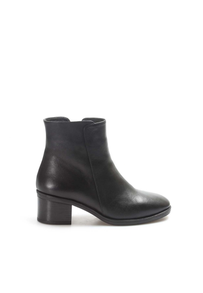 MirgeShoes Siyah Fermuarlı Kadın Klasik Topuklu Bot İçi Kürklü Dışı Hakiki Deri MRG01887112612872