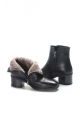 MirgeShoes Siyah Fermuarlı Kadın Klasik Topuklu Bot İçi Kürklü Dışı Hakiki Deri MRG01887112612872