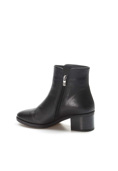 MirgeShoes Siyah Fermuarlı Kadın Klasik Topuklu Bot İçi Kürklü Dışı Hakiki Deri MRG01887112612872