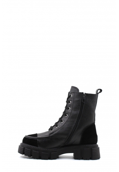 MirgeShoes Siyah Fermuarlı Kadın Postal Bot İçi Kürklü Dışı Hakiki Deri MRG01140112618870