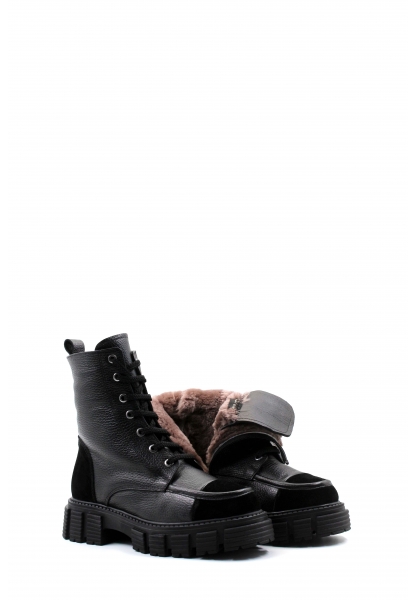 MirgeShoes Siyah Fermuarlı Kadın Postal Bot İçi Kürklü Dışı Hakiki Deri MRG01140112618870