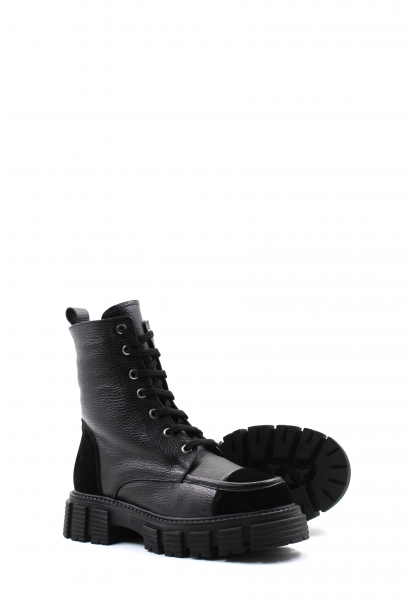 MirgeShoes Siyah Fermuarlı Kadın Postal Bot İçi Kürklü Dışı Hakiki Deri MRG01140112618870