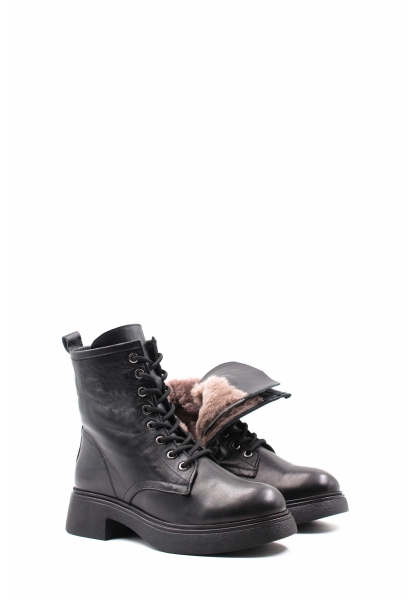 MirgeShoes Siyah Fermuarlı Kadın Postal Bot İçi Kürklü Dışı Hakiki Deri MRG01254112612637