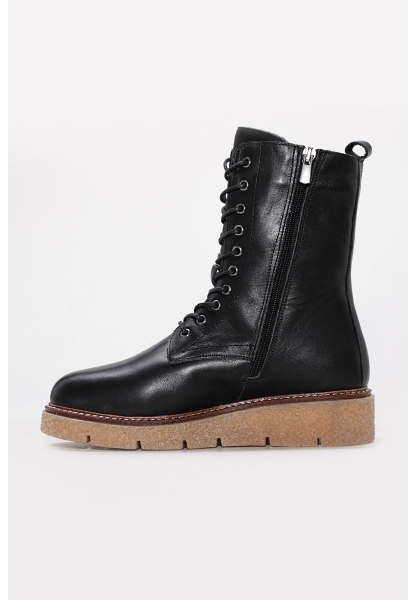 MirgeShoes Siyah Fermuarlı Kadın Postal Bot İçi Kürklü Dışı Hakiki Deri MRG01787112612721