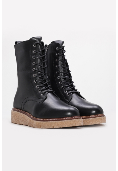 MirgeShoes Siyah Fermuarlı Kadın Postal Bot İçi Kürklü Dışı Hakiki Deri MRG01787112612721