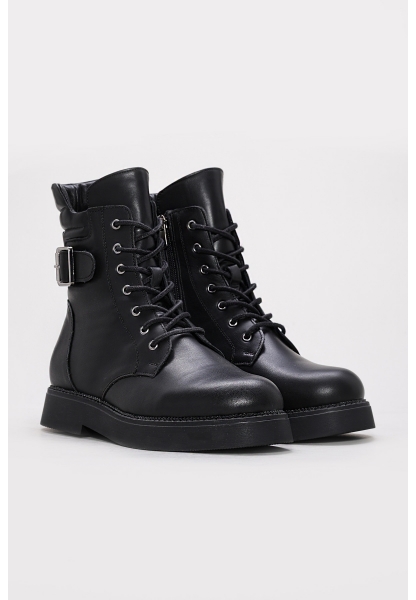 MirgeShoes Siyah Fermuarlı Kadın Postal Bot İçi Kürklü Dışı Hakiki Deri MRG01787112612723