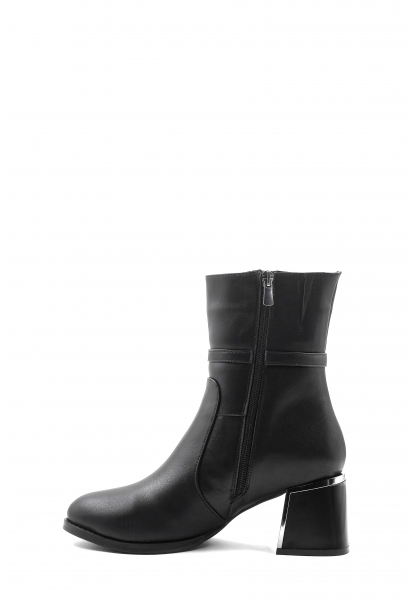 MirgeShoes Siyah Fermuarlı Kadın Topuklu Bot İçi Kürklü Dışı Hakiki Deri MRG0119411261477