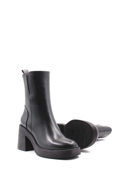 MirgeShoes Siyah Fermuarlı Kadın Topuklu Bot İçi Kürklü Dışı Hakiki Deri MRG0134711261065920