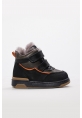 MirgeShoes Siyah Unisex Cırtcırtlı Çocuk Bot İçi Kürklü Dışı Hakiki Deri MRG01287112412932