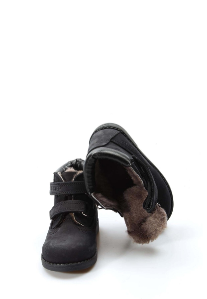 MirgeShoes Bebek Worker Bot İçi Kürklü Dışı Hakiki Nubuk Deri Siyah  MRG0113611211113