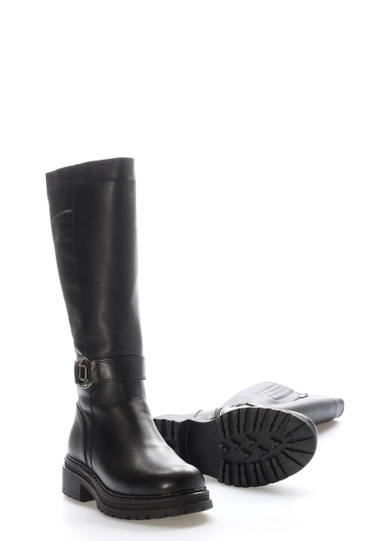 MirgeShoes Siyah Kadın Çizme İçi Kürklü Dışı Hakiki Deri MRG0138711261849