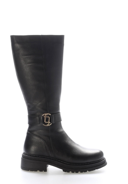 MirgeShoes Siyah Kadın Çizme İçi Kürklü Dışı Hakiki Deri MRG0138711261849