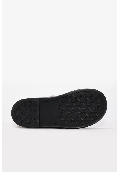 MirgeShoes Siyah Tokalı Kadın Klasik Bot İçi Kürklü Dışı Hakiki Deri MRG01840112612217