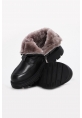 MirgeShoes Siyah Fermuarlı Kadın Bot İçi Kürklü Dışı Hakiki  Deri MRG0134711261781151