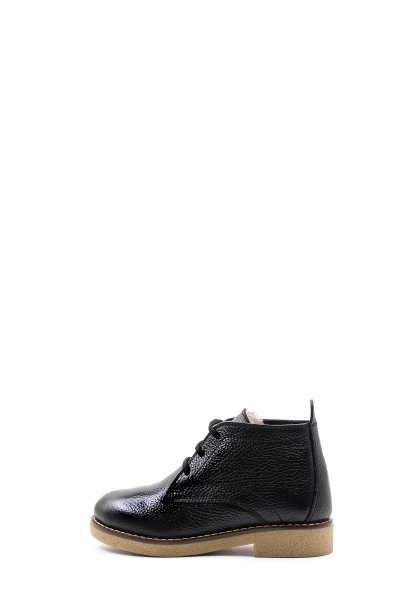 MirgeShoes Siyah Unisex Çocuk Bağcıklı Klasik Bot İçi Kürklü Dışı Hakiki Deri MRG017421124312136