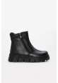 MirgeShoes Siyah Fermuarlı Unisex Yüksek Taban Bot İçi Kürklü Dışı Hakiki Deri MRG0190011241324
