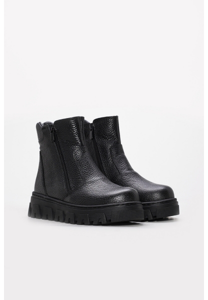 MirgeShoes Siyah Fermuarlı Unisex Yüksek Taban Bot İçi Kürklü Dışı Hakiki Deri MRG0190011241324