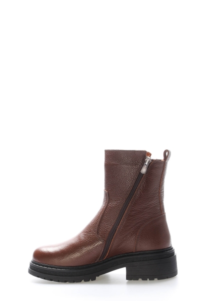 MirgeShoes Taba Fermuarlı Kadın Bot İçi Kürklü Dışı Hakiki Deri MRG0138711261840