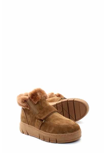 MirgeShoes Taba Bantlı Kadın Bot İçi Kürklü Dışı Hakiki Deri MRG011046112613917