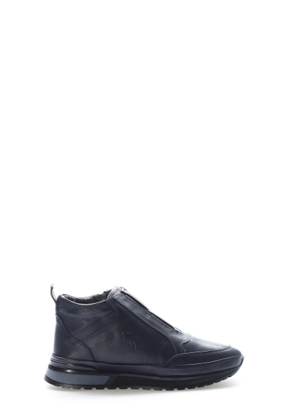 MirgeShoes Lacivert Fermuarlı Erkek Comfort Bot Hakiki Deri İçi Kürklü MRG0198611131934