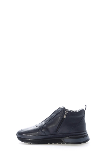 MirgeShoes Lacivert Fermuarlı Erkek Comfort Bot Hakiki Deri İçi Kürklü MRG0198611131934