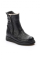 MirgeShoes İçi Kürklü Dışı Hakiki Deri Unisex Siyah Fermuarlı Çocuk Klasik Bot AH077701171202