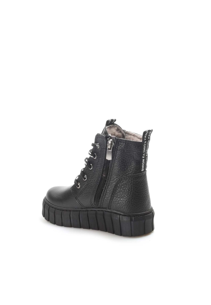 MirgeShoes Siyah Unisex Çocuk Fermuarlı Spor Bot İçi Kürklü Dışı Hakiki Deri MRG0189911241242