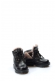 MirgeShoes Siyah Unisex Fermuarlı Çocuk Worker Bot İçi Kürklü Dışı Hakiki Deri MRG01136111611114