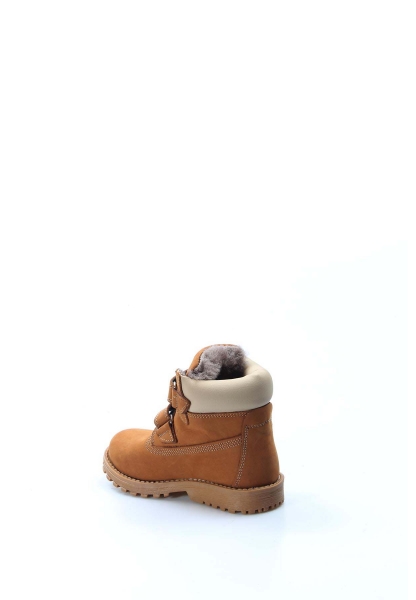 MirgeShoes Taba Unisex Çocuk Worker Bot Cırtcırtlı İçi Kürklü Dışı Hakiki Deri  MRG01136111611113