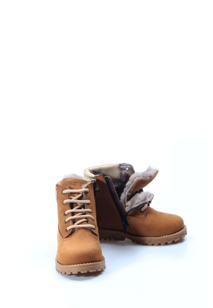 MirgeShoes Taba Unisex Fermuarlı Çocuk Bot İçi Kürklü Dışı Hakiki Deri MRG01136111611114