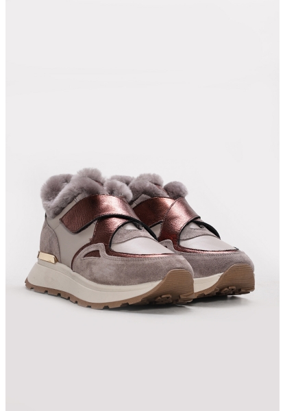 MirgeShoes Vizon-Bakır Bantlı Kadın Casual Ayakkabı İçi Kürklü Dışı Hakiki Deri MRG018871126124273