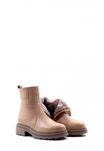 MirgeShoes Vizon Fermuarlı Kadın Bot İçi Kürklü Dışı Hakiki Deri MRG0138711261841