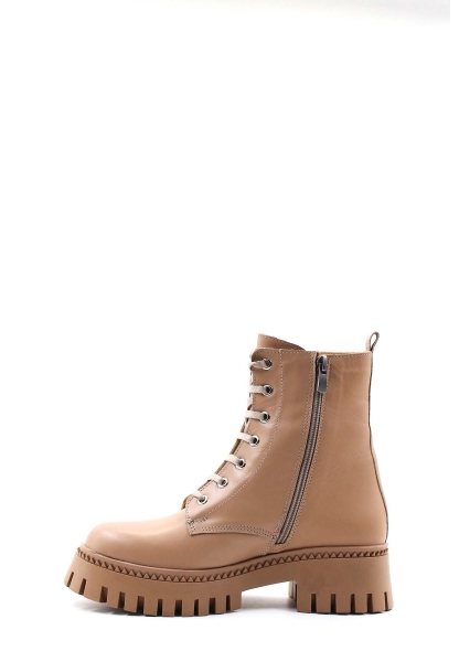 MirgeShoes Vizon Fermuarlı Kadın Klasik Postal Bot İçi Kürklü Dışı Hakiki Deri MRG01140112618587