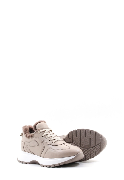 MirgeShoes Vizon Bağcıklı Kadın Spor Ayakkabı İçi Kürklü Dışı Hakiki Deri MRG01266112615239