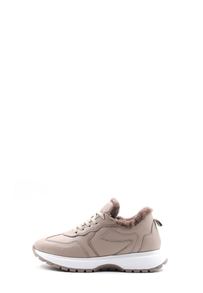 MirgeShoes Vizon Bağcıklı Kadın Spor Ayakkabı İçi Kürklü Dışı Hakiki Deri MRG01266112615239