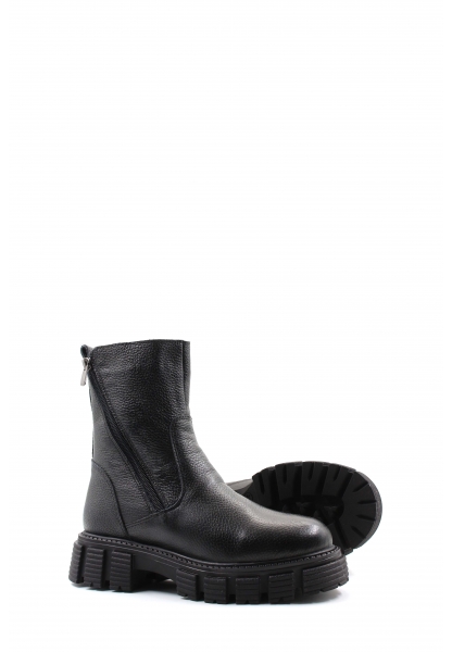 MirgeShoes Siyah Fermuarlı Kadın Klasik Bot İçi Kürklü Dışı Hakiki Floter Deri MRG01840112616218