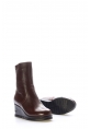 MirgeShoes Kahve Fermuarlı Kadın Dolgu Topuk Bot İçi Kürklü Dışı Hakiki Floter Deri MRG01194112611256