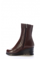 MirgeShoes Kahve Fermuarlı Kadın Dolgu Topuk Bot İçi Kürklü Dışı Hakiki Floter Deri MRG01194112611256