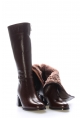 MirgeShoes Kahve Kadın Topuklu Çizme İçİ Kürklü Dışı Hakiki Floter Deri MRG0119411261484